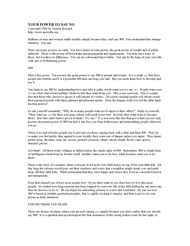 Your Power to Say No by Vernon Howard
