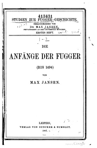 Die Anfänge der Fugger (bis 1494)