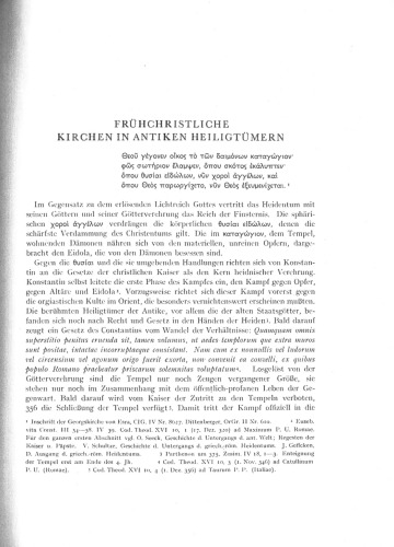 Frühchristliche Kirchen in antiken Heiligtümern