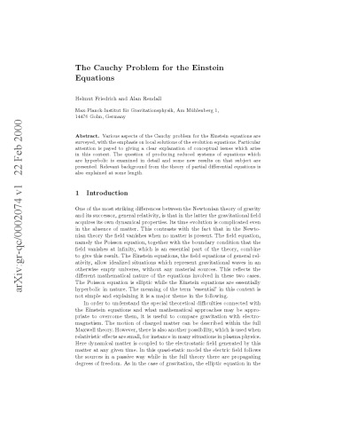 The Cauchy Problem for the Einstein Equations [lg article]