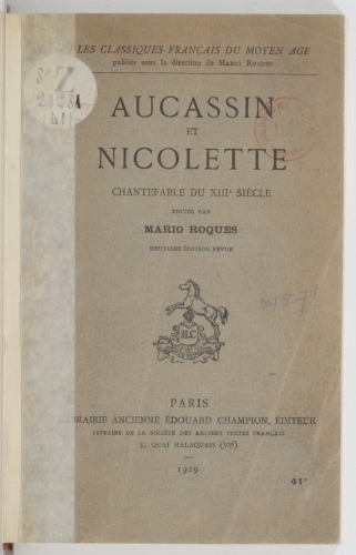 Aucassin et Nicolette, chantefable du XIIIe siècle
