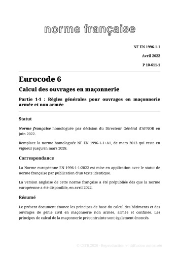 Eurocode 6 : Calcul des ouvrages en maçonnerie