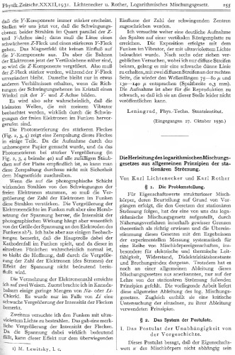 Die Herleitung des logarithmischen Mischungsgesetzes aus allgemeinen Prinzipien der staionären Strömung
