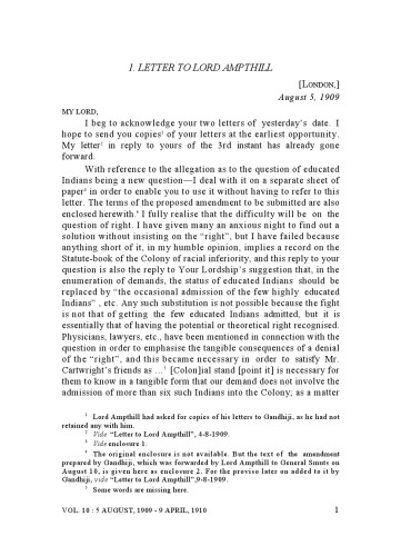 The Complete Works of Mahatma Gandhi Volume 10