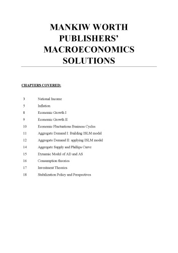Solution Manual for Macroeconomics Mankiw Worth Publishers