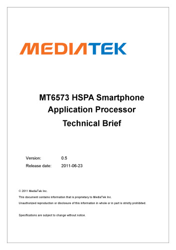 MT6573 HSPA Smartphone Application Processor Technical Brief
