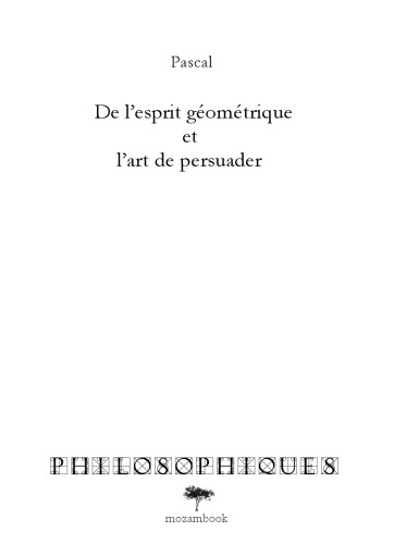 De l'Esprit Géométrique et de l'Art de Persuader