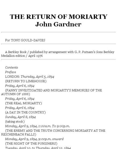 Return Of Moriarty
