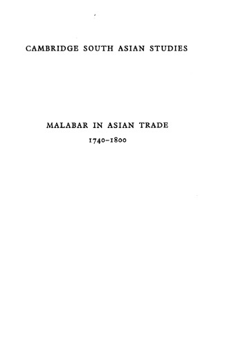 Malabar in Asian Trade, 1740-1800