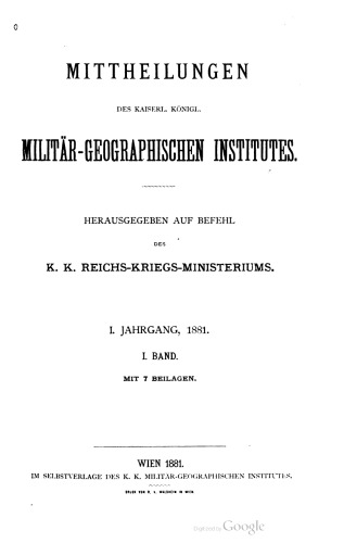 Mitteilungen des Kaiserl. Köigl. Militär-Geographischen Institutes