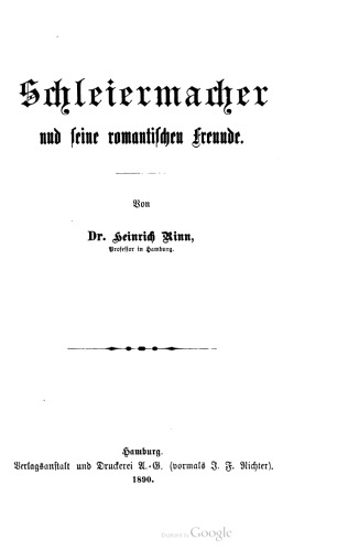 Schleiermacher und seine romantischen Freunde