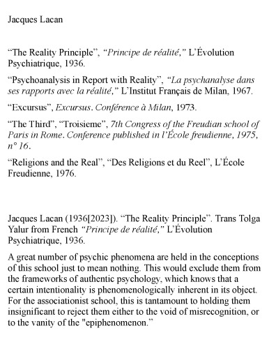 Jacques Lacan Lectures and Conferences