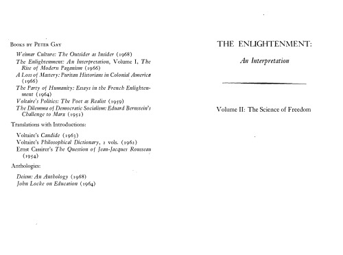 The Enlightenment: An Interpretation - Volume II: The Science of Freedom