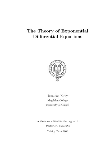 The Theory of Exponential Differential Equations