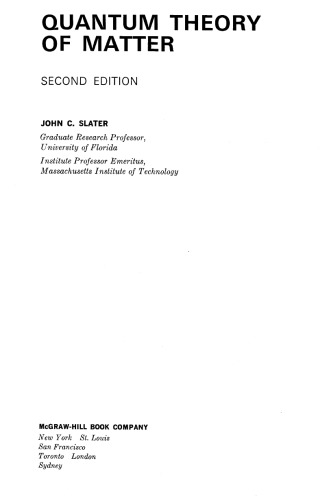 Quantum Theory Of Matter