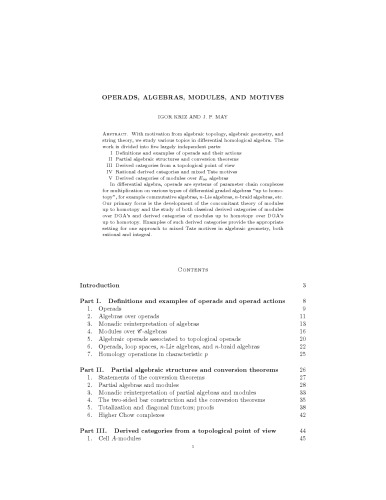 Operads, algebras, modules, and motives