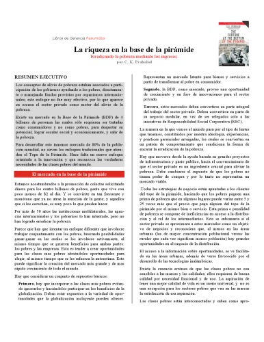 Resumen - La riqueza en la base de la piramide