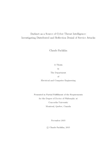 Darknet as a Source of Cyber Threat Intelligence: Investigating Distributed and Reflection Denial of Service Attacks