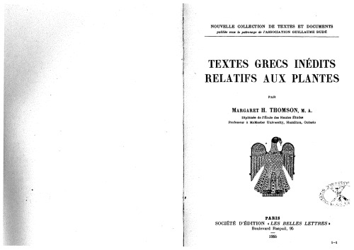 Textes grecs inédits relatifs aux plantes
