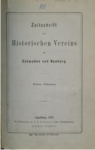 Zeitschrift des Historischen Vereins für Schwaben und Neuburg