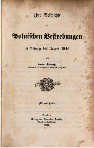 Zur Geschichte der polnischen Bestrebungen im Anfange des Jahres 1846