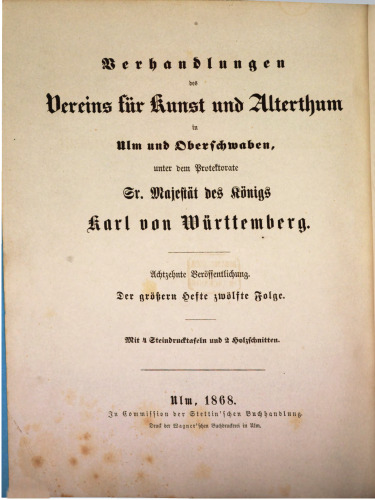 Verhandlungen des Vereins für Kunst und Altertum in Ulm und Oberschwaben
