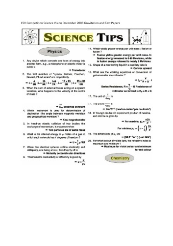 Competition Science Vision Dec 2008 Gravitation Chem Bonds and test Papers CSV