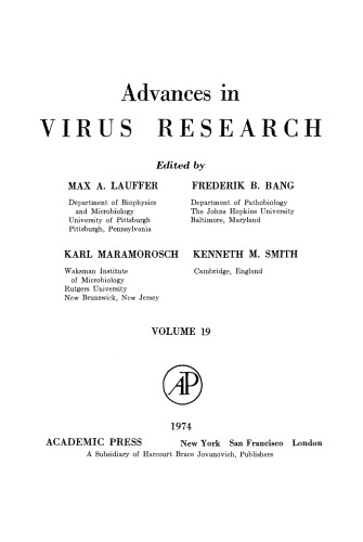 ADVANCES IN VIRUS RESEARCH VOL 19, Volume 19 (v. 19)