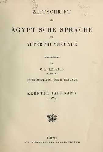 Zeitschrift für Ägyptische Sprache und Altertumskunde