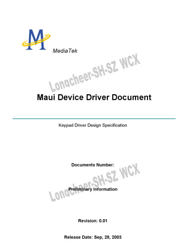 MAUI Device Driver Document. Keypad Driver Design Specification