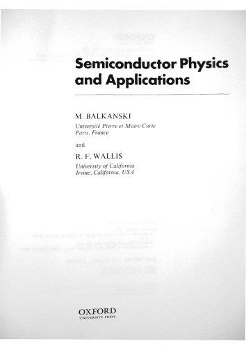 Semiconductor Physics and Applications