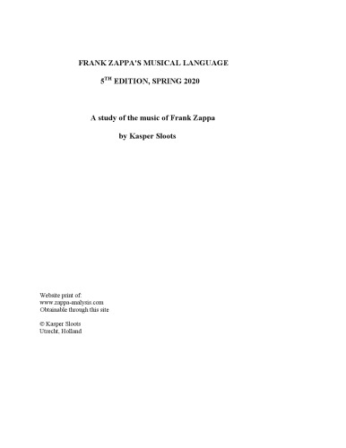 Frank Zappa's Musical Language