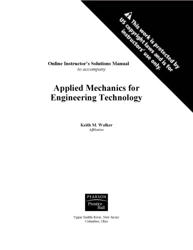 Applied Mechanics for Engineering Technology Solutions Manual