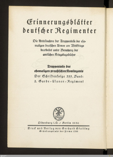 Das Königlich Preußische 2. Garde-Ulanen-Regiment im Weltkrieg 1914 - 1918