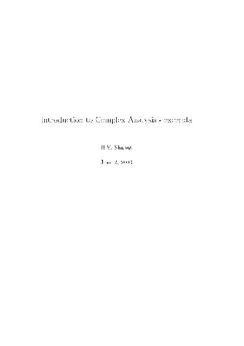 Introduction to complex analysis
