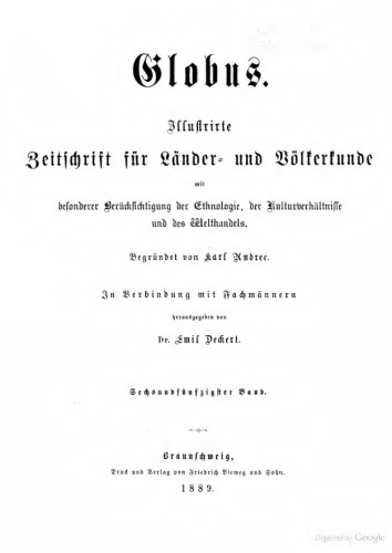 Globus. Illustrirte Zeitschrift für Länder- und Völkerkunde
