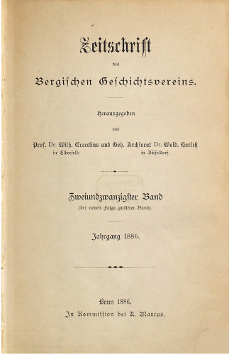 Zeitschrift des Bergischen Geschichtsvereins