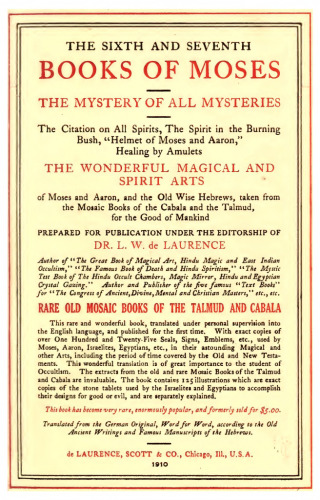 The Sixth and Seventh Books of Moses