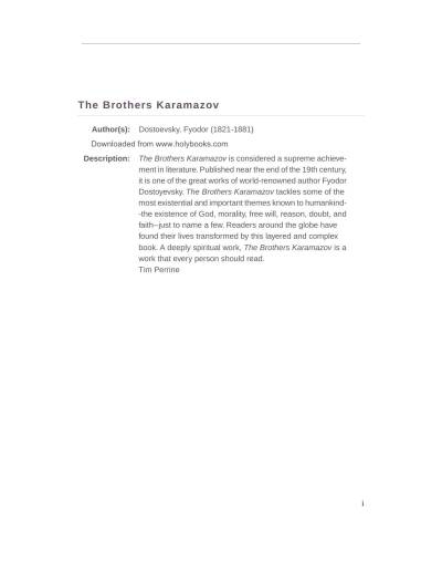 The Brothers Karamazov