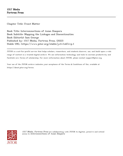 Interconnections of Asian diaspora : mapping the linkages and discontinuities
