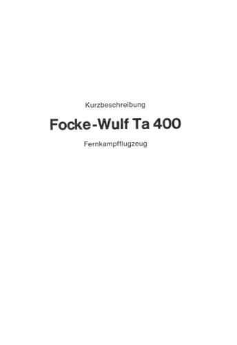 Kurzbeschreibung Focke-WulfTa 400 Fernkampfflugzeug