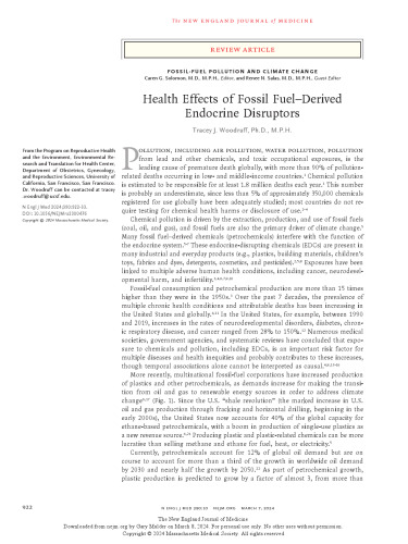 Health Effects of Fossil Fuel–Derived Endocrine Disruptors