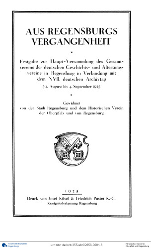 Verhandlungen des Historischen Vereins für Oberpfalz und Regensburg