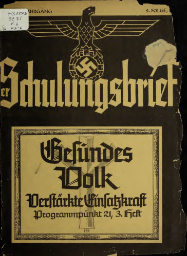 NSDAP Schulungsbrief Gesundes Volk