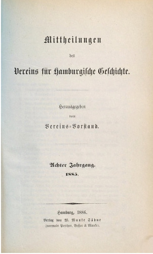 Mitteilungen des Vereins für Hamburgische Geschichte