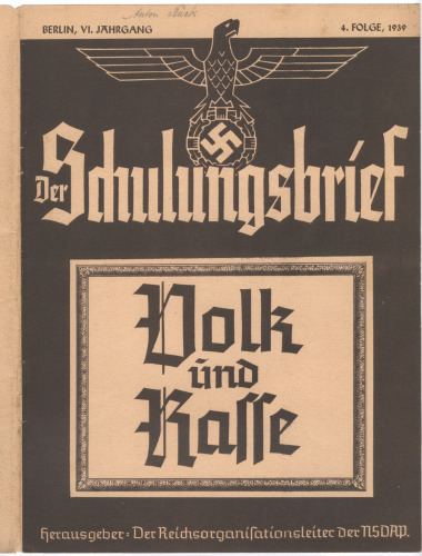 NSDAP Schulungsbrief 1939_04 „Volk und Rasse“