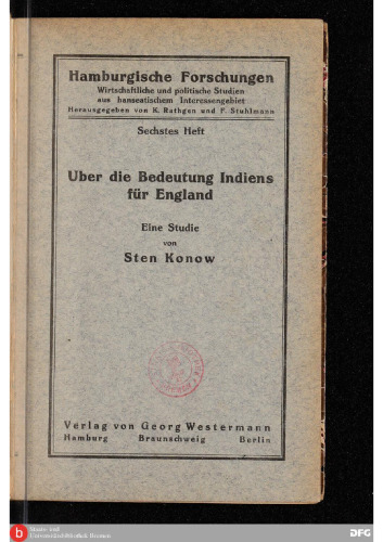 Über die Bedeutung Indiens für England ; eine Studie