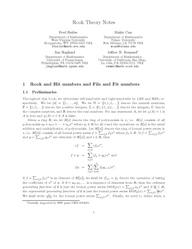Rook Theory Notes