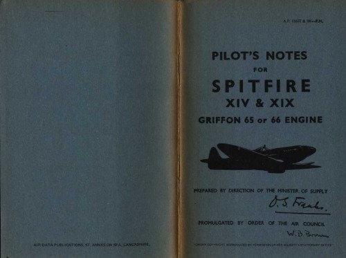 Pilots notes for Spitfire XIV XIXGriffon 65 or 66 Engine