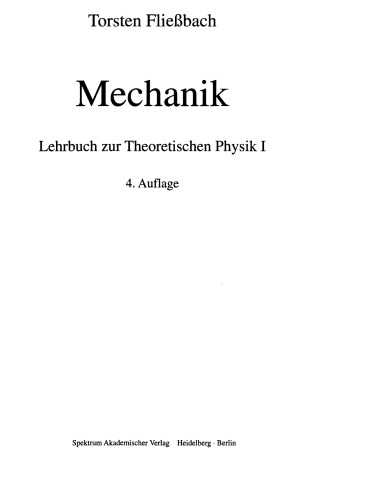 Lehrbuch zur Theoretischen Physik 1. [Mechanik]